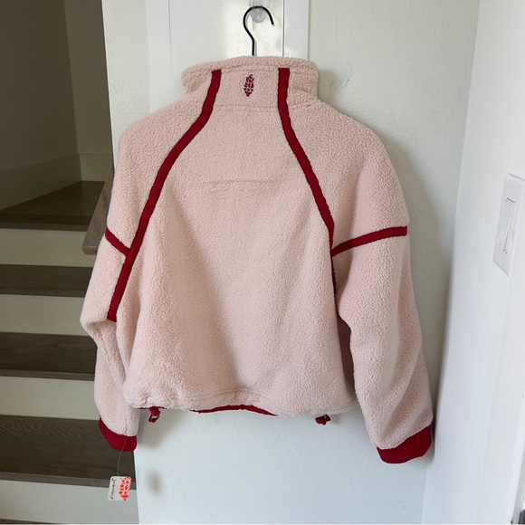 NWT Free People Mountain High Half Zip Fleece Pullover in Ballet Slipper Pink - Picture 8 of 10